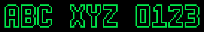 10x16_outline font specimen: ABC XYZ 0123