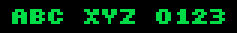 5x5b font specimen: ABC XYZ 0123