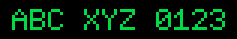 5x7 font specimen: ABC XYZ 0123
