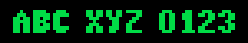 5x7b font specimen: ABC XYZ 0123