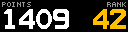 Two big-number stats, left and right aligned