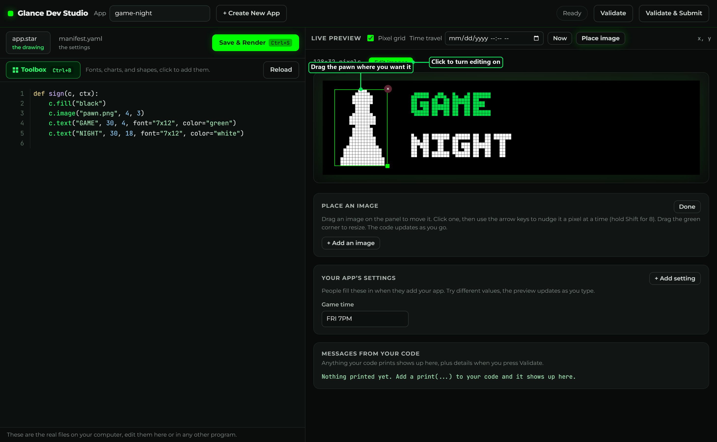 Dragging the pawn on the live panel in Studio with the Edit images tool